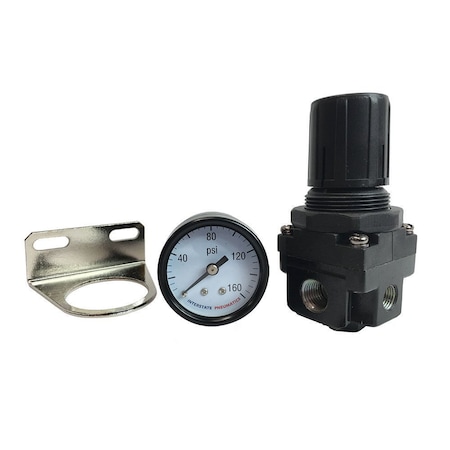Interstate Pneumatics 1/4 Inch Regulator w/Gauge WR1130G
